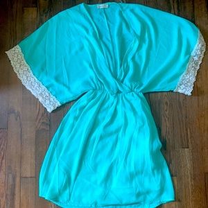 Kimono style mint green dress